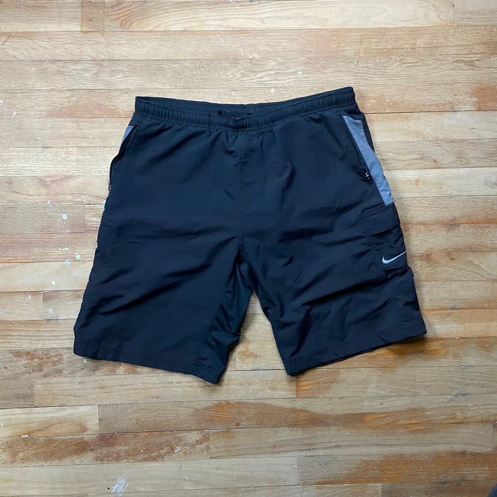 Vintage Y2K Nike Shorts Men’s Large Black Lined Mesh Swim Trunks Board Cargo